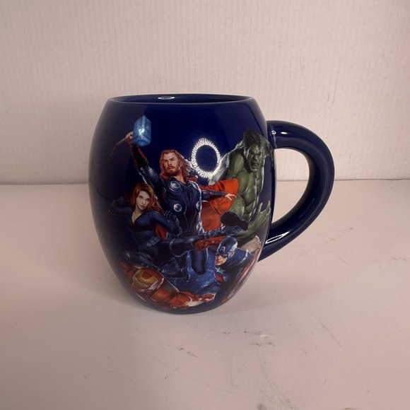 Marvel Avengers Large Blue Barrel Mug 16 oz. DC Comics Superhero Vandor 2012 - Picture 3 of 6